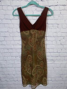 Emergency Exit VTG Y2K V-Neck Sleeveless Dress Paisley Brown Size 5 Forest Fairy